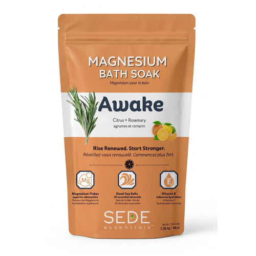 SEDE Awake Magnesium Bath Soak with Citrus and Rosemary stand up pouch packaging