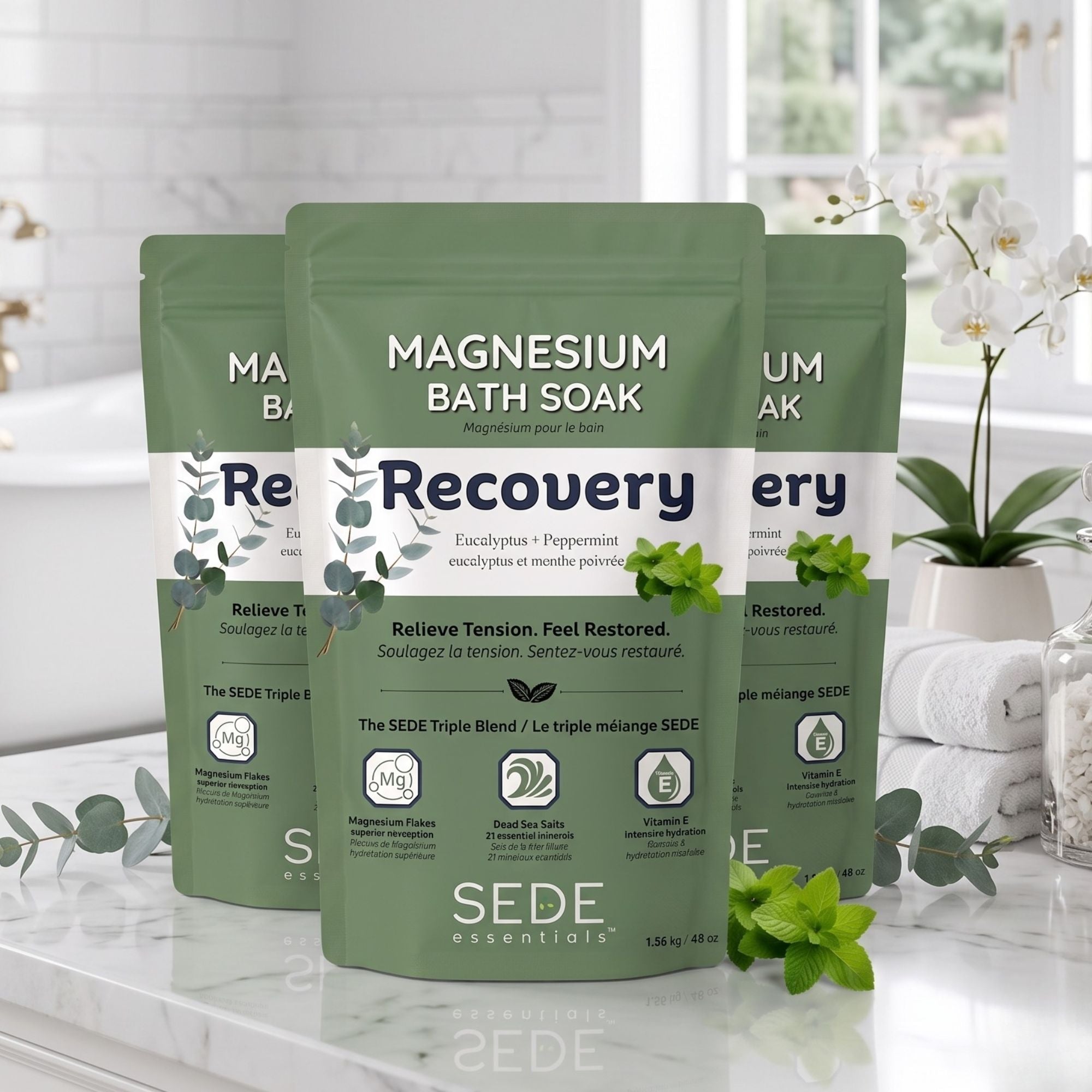 Recovery Magnesium Bath Soak — 3-Pack-1360 g - Sede Essentials