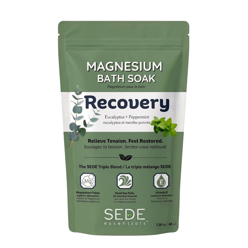 SEDE Recovery Magnesium Bath Soak with Eucalyptus and Peppermint stand up pouch packaging