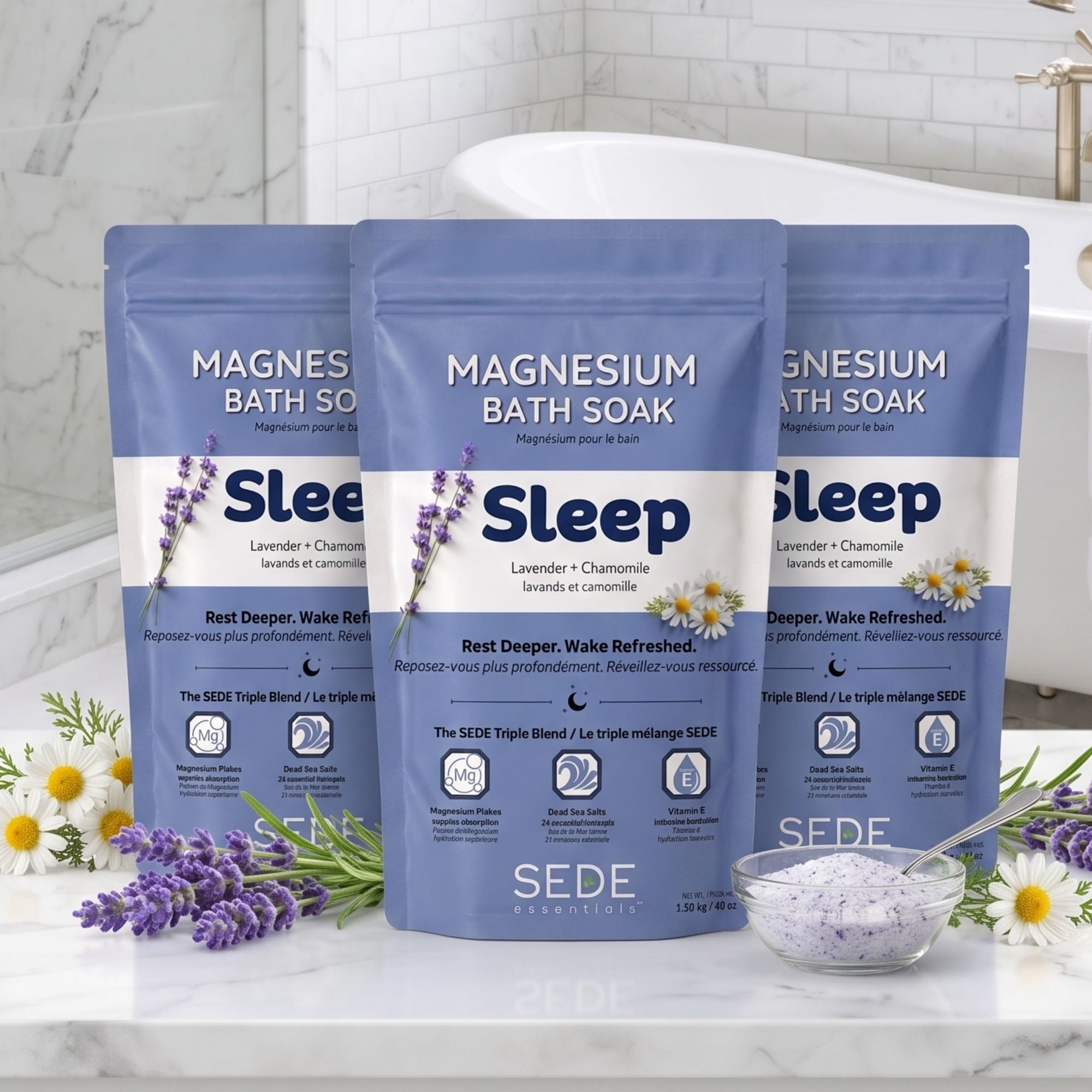 Sleep Magnesium Bath Soak — 3-Pack-1360 g - Sede Essentials