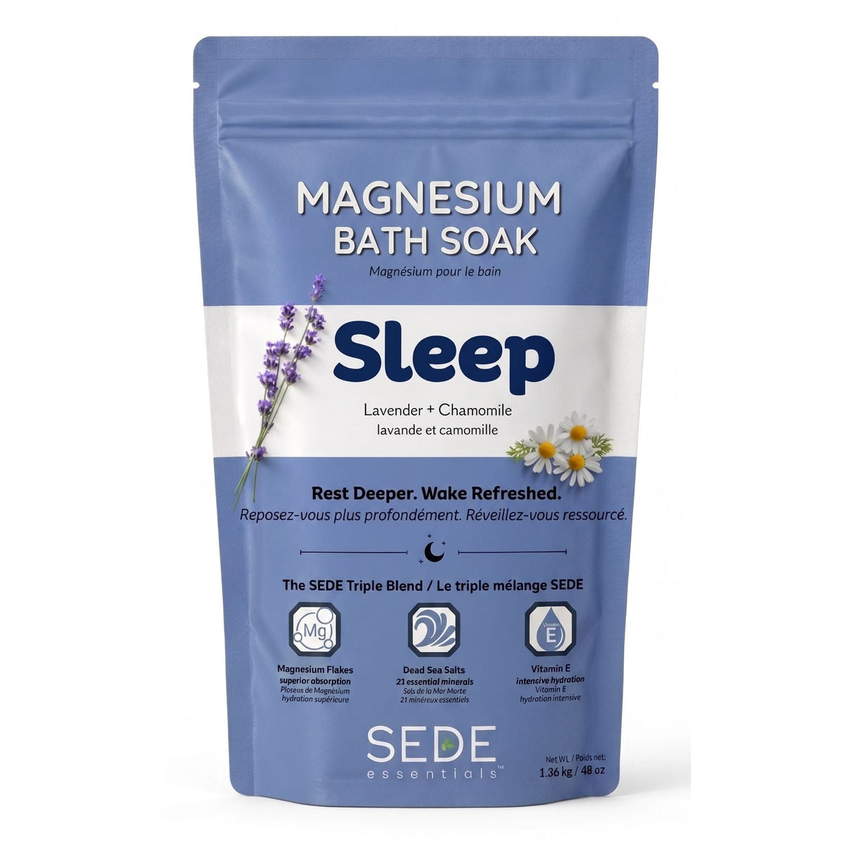 SEDE Sleep Magnesium Bath Soak pouch packaging front view